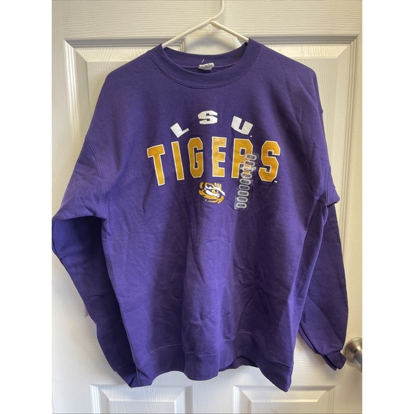 Jackets & Blazers - LSU Purple Crewneck Geaux Tigers Purple And Gold New Sz Med Football Baseball